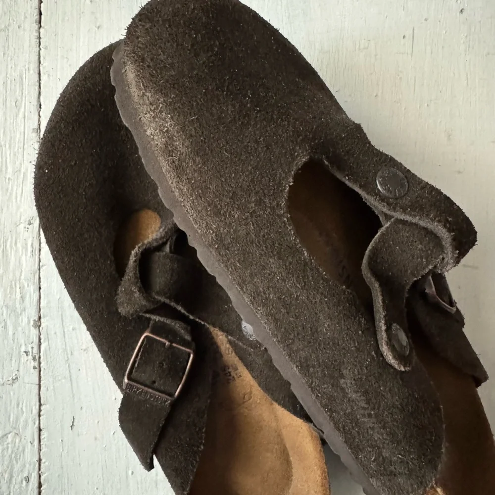 Birkenstock Black Suede Clogs with Buckle - Picture 1 of 7